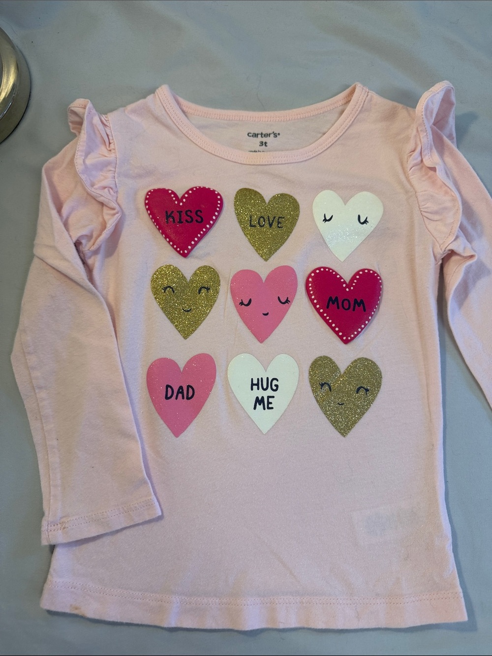 Carter's Pink Long-Sleeve Tee with Glitter Heart Grid